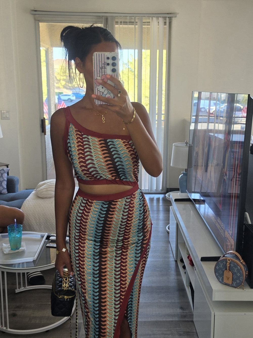 Multicolor Two-Piece Set - Tank Crop Top & Maxi Skirt - Picture 2 of 13